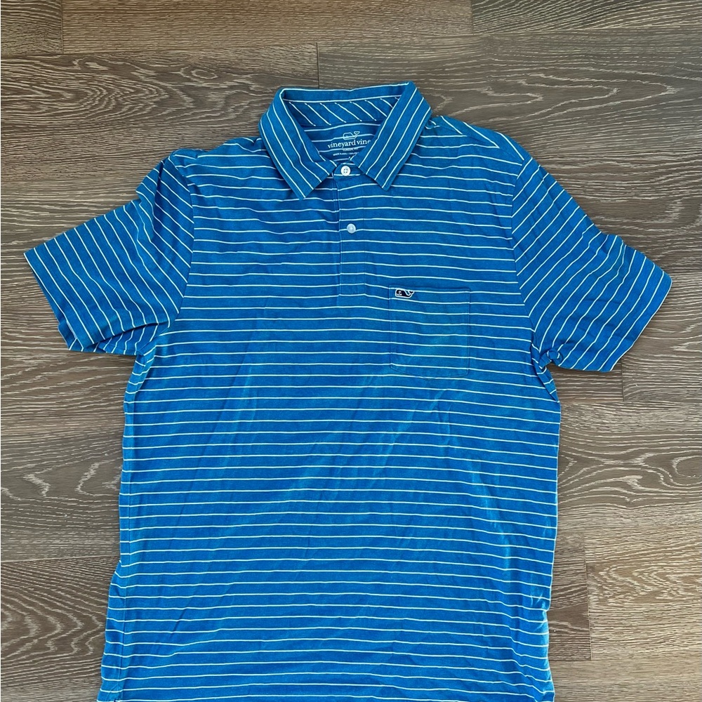 Vineyard Vines Blue and White Polo Shirt with Stripes